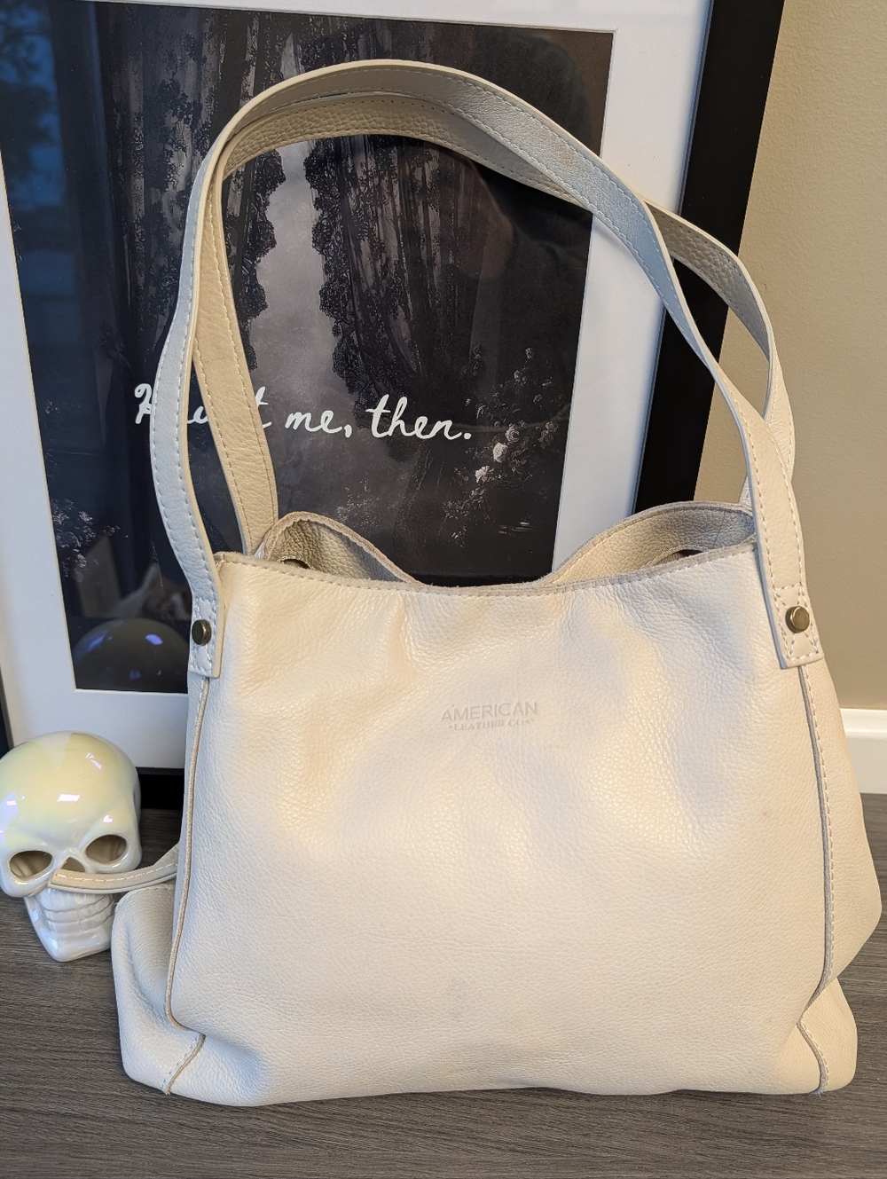 🤍GUC American Leather Company Liberty Shopper  Shoulder Satchel Hobo Bag, White